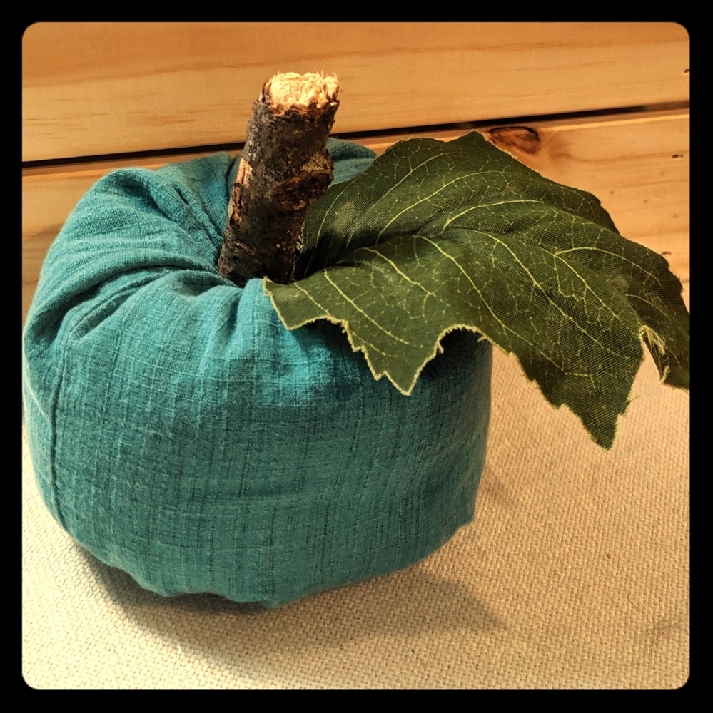Handmade Teal Fabric Pumkin